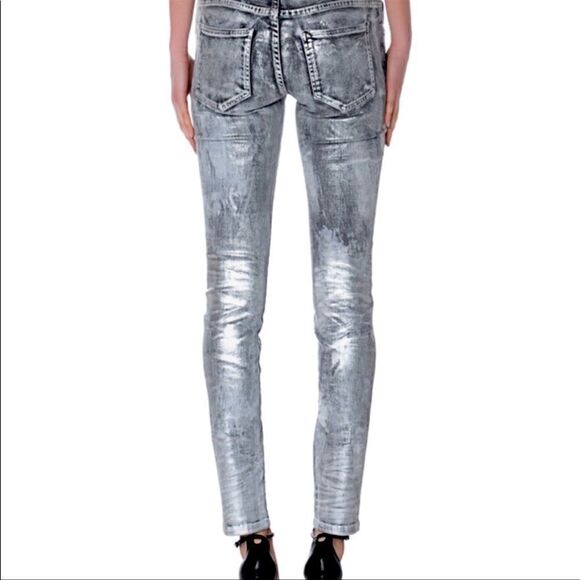 𝅺FAITH Connexion Silver Black Coated Skinny Jeans 27 - Picture 1 of 8